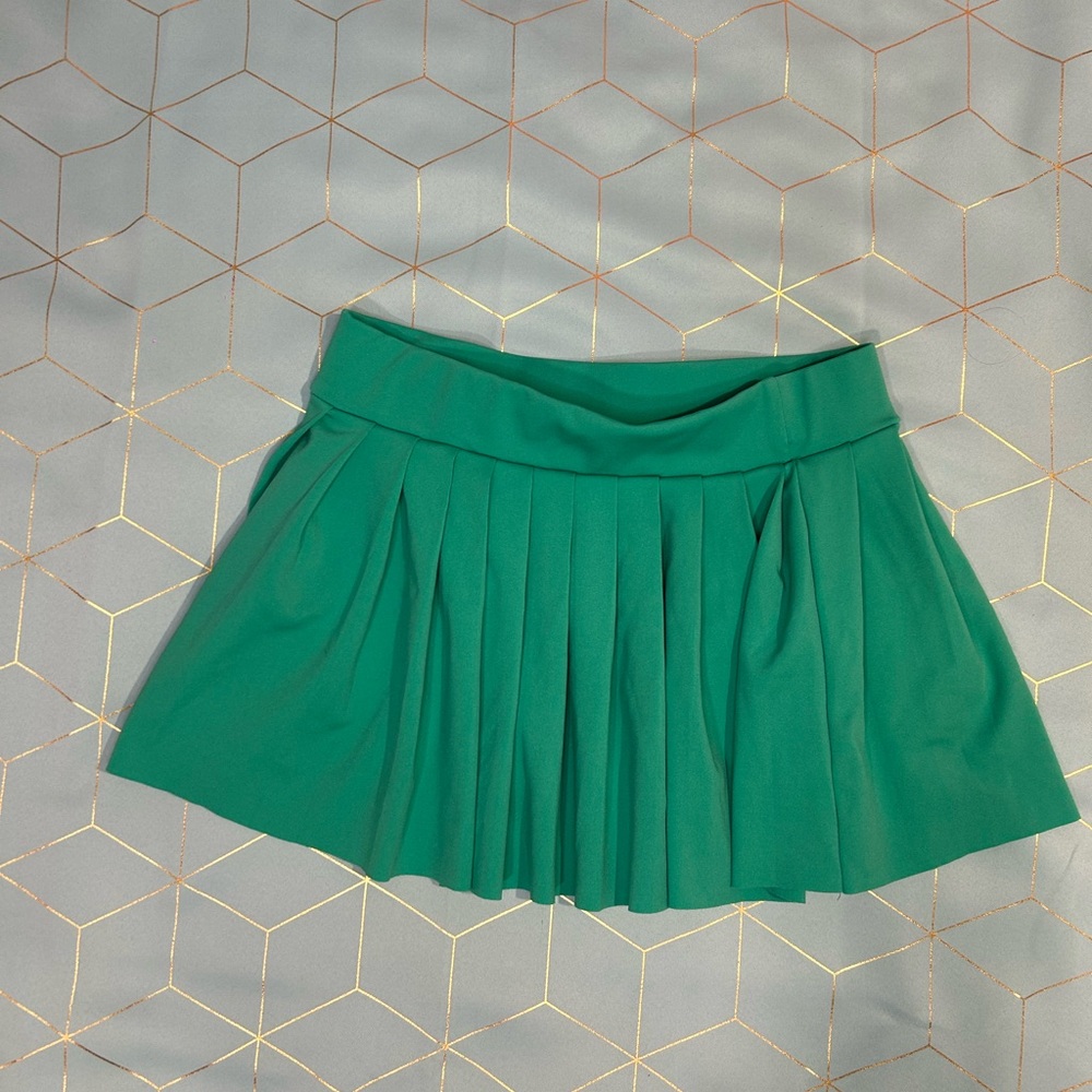 Green mini skirt